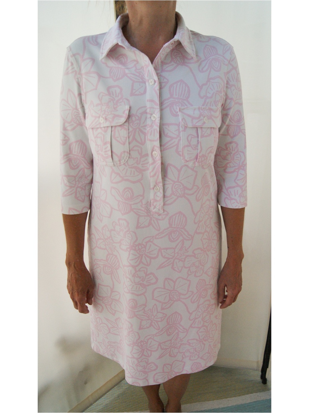 Persifor Pink and White Floral Shirt Dress